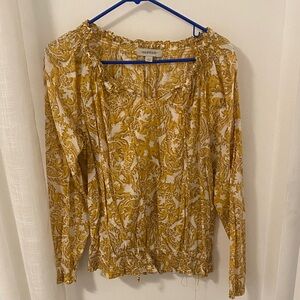 Merona Yellow Patterned Blouse